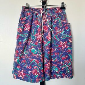 Vintage 1980s Purple Patterned Drawstring Shorts